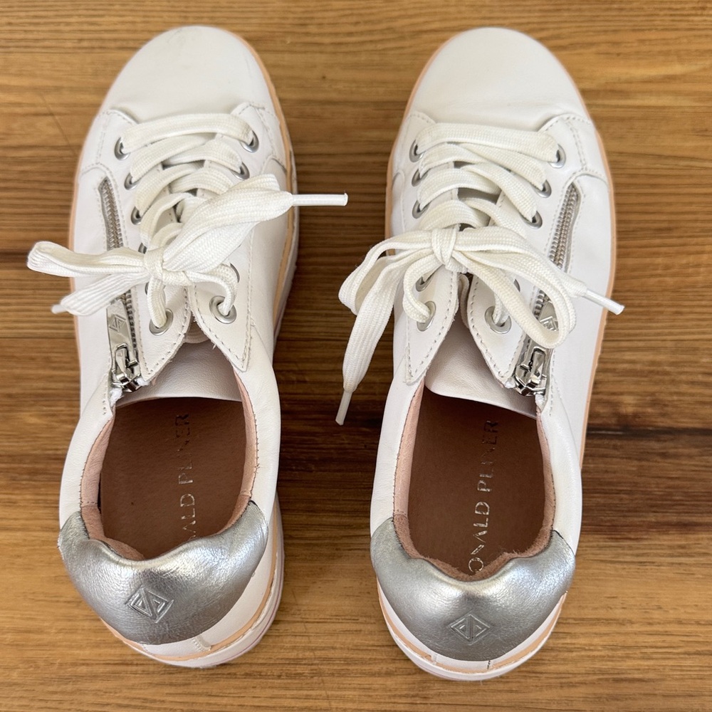 Donald J. Pliner White Sneakers with Silver Heel